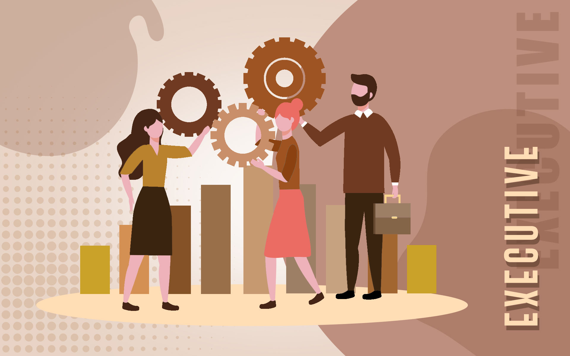 Executive assistants holding gears