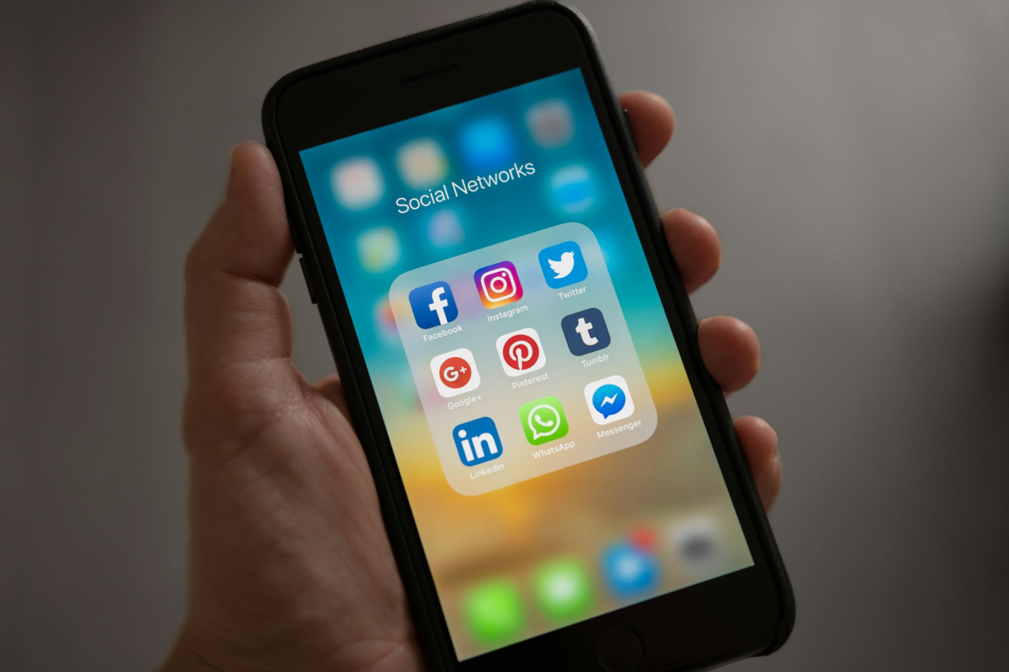 Social media applications on a phone